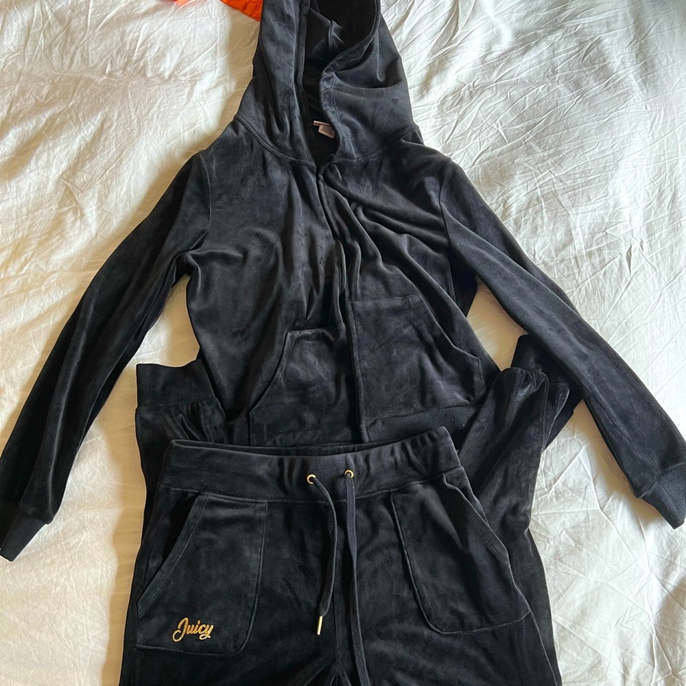 Juicy couture black gold velvet sport tracksuit size medium womens